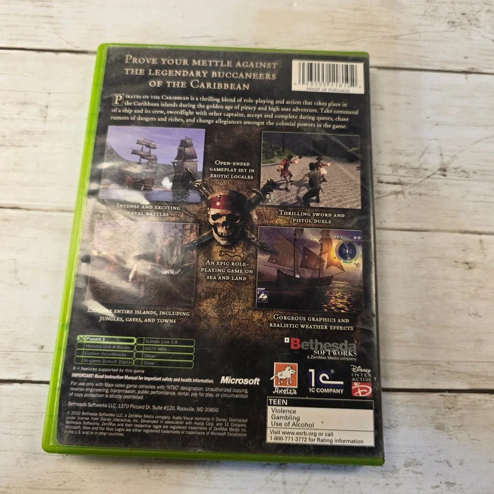 Pirates of the Caribbean Xbox Original Game Bethesda 2003 CIB Action RPG